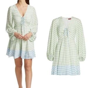 STAUD Dress Gingham Mini Dress,  Size 2, NWT